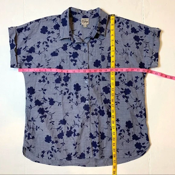 Como Vintage Chambray Floral Work Shirt L - Picture 6 of 9